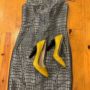 NEW ITEM DVF Diane Von Furstenberg Women Sz 2 Alligator SilverBlack Sheath Dress